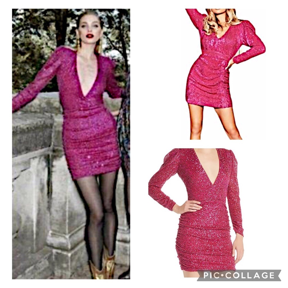 Parker Arienne pink sequin, surplice party dress